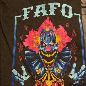 Grunt Style Black Tee with Colorful Clown Design